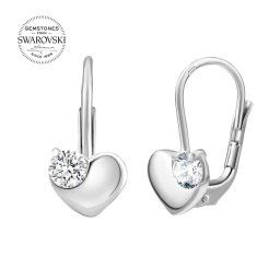 SILVEGO zlaté náušnice srdce s přírodním čirým topazem Swarovski® Gemstones