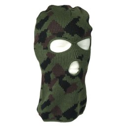 MIL-TEC kukla BALACLAVA pletená se 3 otvory WOODLAND