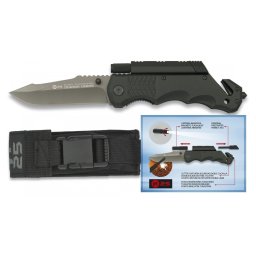 RUI Tactical nůž zachranářský K25 se svítilnou a křesadlem ČERNÝ