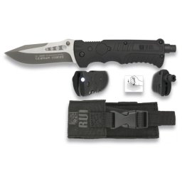 K25 nůž zavírací Tactical 19588 záchranář ČERNÝ se svítilnou