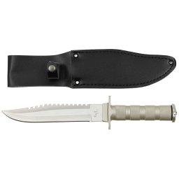 FOX Outdoor nůž na přežití celokovový s pouzdrem STŘÍBRNÝ