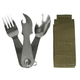 MIL-TEC příbor STEEL s kroužkem a obalem ZELENÝ