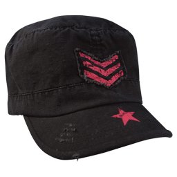 ROTHCO čepice dámská PINK STRIPES, STAR A RIBBON rip-stop ČERNÁ
