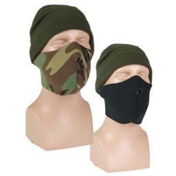 MIL-TEC maska obličejová (polomaska) NEOPREN 3mm ČERNÁ-WOODLAND