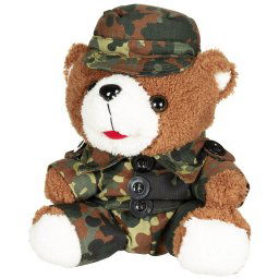 MFH medvídek plyšový v oblečení 28 cm FLECKTARN