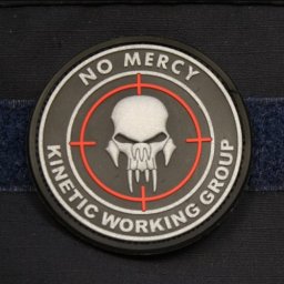 JACKETS TO GO nášivka NO MERCY - KINETIC GROUP plast ČERNÁ