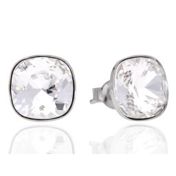 Stříbrné náušnice pecky Square Crystal