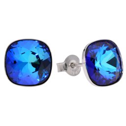 Stříbrné náušnice pecky Square Bermuda Blue
