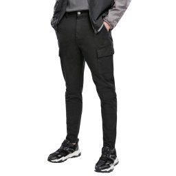 kalhoty pánské URBAN CLASSICS - Tapered Double Cargo - black - TB3698-black