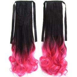 Girlshow Culík, cop na zavazování vlnitý OMBRE - odstín Black T Pink