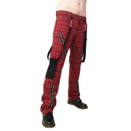 kalhoty Black Pistol - Punk Pants Tartan Red-Green - B-1-01-060-04