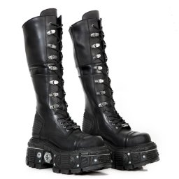 boty NEW ROCK - Itali Negro - Orificio - M.TANK004-C1