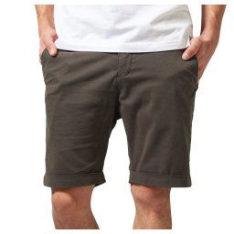 kraťasy pánské URBAN CLASSICS - Stretch Turnup Chino - TB1264-darkolive