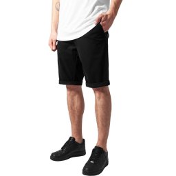 kraťasy pánské URBAN CLASSICS - Stretch Turnup Chino - TB1264-black