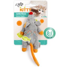 AFP velká myš s catnipem 19 cm - oranžovo-šedá