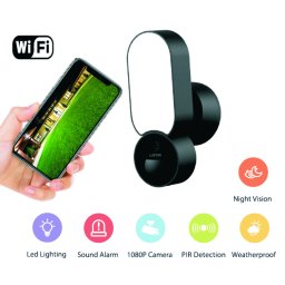 PIR detektor s kamerou FULL HD + Wifi + LED reflektor 5W + IR noční vidění + Siréna