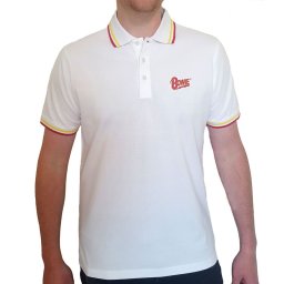 tričko pánské David Bowie - Flash - Logo Uni - WHT Polo - ROCK OFF - BOWPS01MW