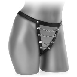 SCALA NASTAVITELNÁ TANGA S ŘETÍZKY KOŽENÉ PRÁDLO BDSM - 79350394