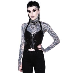 tílko dámské (korzet) KILLSTAR - Cadaver Zip Top - BLACK - KSRA002132