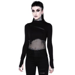 tričko dámské s dlouhým rukávem (top) KILLSTAR - SIndi Fishnet Top - KSRA002142