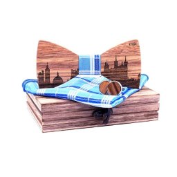 Dřevěné manžetové knoflíčky s motýlkem Lyon