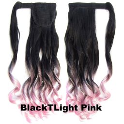 Girlshow Culík, cop s omotávkou vlnitý OMBRE - odstín Black T Light Pink