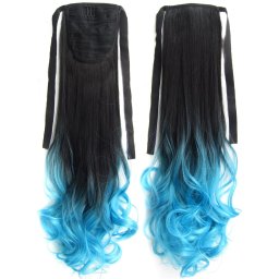Girlshow Culík, cop na zavazování vlnitý OMBRE - odstín Black T Light Blue