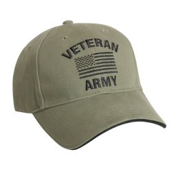 ROTHCO čepice VINTAGE VETERAN ARMY s US vlajkou ZELENÁ