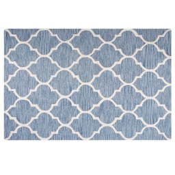 Teppich Hellblau 140 x 200 cm Baumwolle Marokkanisches Muster Kurzflor Handgetuftet Klassisch