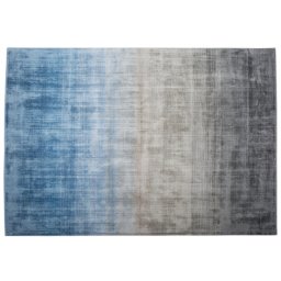Teppich Grau mit Blau 160 x 230 cm Kurzflor aus Viskose mit Farbverlauf Handgewebt Rechteckig Modern