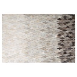 Teppich Weiß mit Grau 140 x 200 cm Hochflor Handgefertigt Patchwork Rechteckig Modern