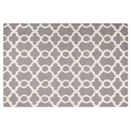 Teppich Grau Weiß Wolle 160 x 230 cm Kurzflor Marokkanisches Muster Handgetuftet Rechteckig