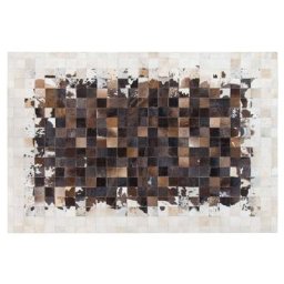 Teppich Braun mit Beige 140 x 200 cm aus Leder Patchwork Rechteckig Modern