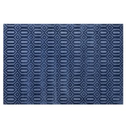Teppich Dunkelblau Viskose Baumwolle 160 x 230 cm Kurzflor Rauten Modern Handgewebt Rechteckig