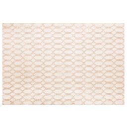 Teppich Beige 140 x 200 cm Kurzflor Geometrisches Muster Rechteckig Handgewebt Klassisch