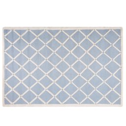 Teppich Blau Wolle 160 x 230 cm Kurzflor Rauten Muster Handgetuftet Rechteckig