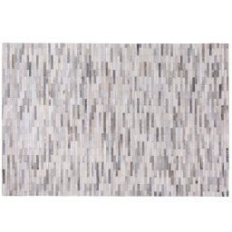 Teppich Grau Echtleder 140 x 200 cm Kurzflor Modern Handgefertigt Rechteckig