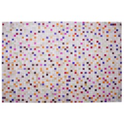 Teppich Bunt Echtleder 160 x 230 cm Kurzflor Mosaik Muster Handgefertigt Rechteckig