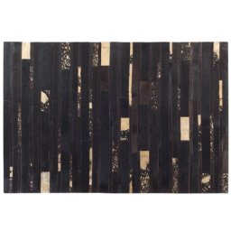 Teppich Braun mit Gold 140 x 200 cm aus Leder Abstrakt Patchwork Rechteckig Klassisch