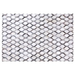 Teppich Grau 140 x 200 cm aus Leder mit raffiniertem Rautenmuster GeometrischRechteckig Modern