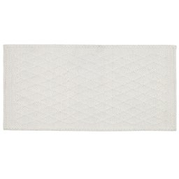Teppich Cremeweiß 80 x 150 cm Kurzflor mit Geometrisches Muster Handgewebt Rechteckig Modern