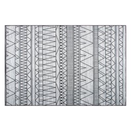Teppich Schwarz mit Grau 140 x 200 cm mit ZickZack Muster Bedruckt Modern Landhausstil