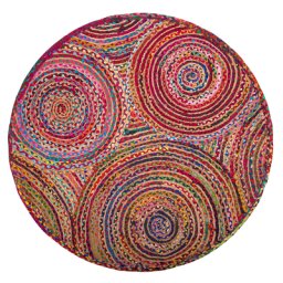 Teppich Bunt Baumwolle ⌀ 140 cm Rund Kurzflor mit Kreisen Maschinengewebt Boho Stil Wohnzimmer Schlafzimmer Flur Accessoires