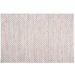 Teppich Beige Baumwolle Jute 140 x 200 cm Kurzflor Dreiecke Handgewebt Rechteckig
