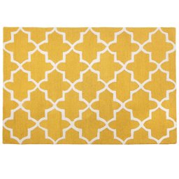 Teppich Gelb 140 x 200 cm mit marokkanisches Muster Kurzflor Rechteckig Klassisch