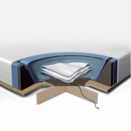 Wasserbettmatratzen Set Schaumstoff Polyester Vinyl MDF-Platte für Bett 160 x 200 cm inklusive Zubehör und Podest