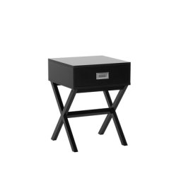 Kaffetisch Schwarz MDF Platte Kiefernholz 55 x 40 x 40 cm Modern Elegant Vielseitig Quadratisch 1 Schublade Schlafzimmer