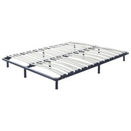 Lattenrahmen Pappelholz Metall 160 x 200 cm 48 Federleisten freistehend für Doppelbett