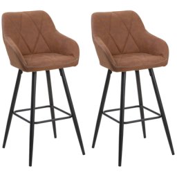 Trendy Barstuhl 2er Set Goldbraun Stoff 104 cm Modern