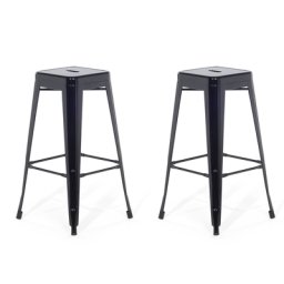 Trendy Barhocker 2er Set Schwarz Metall 76 cm Industriell